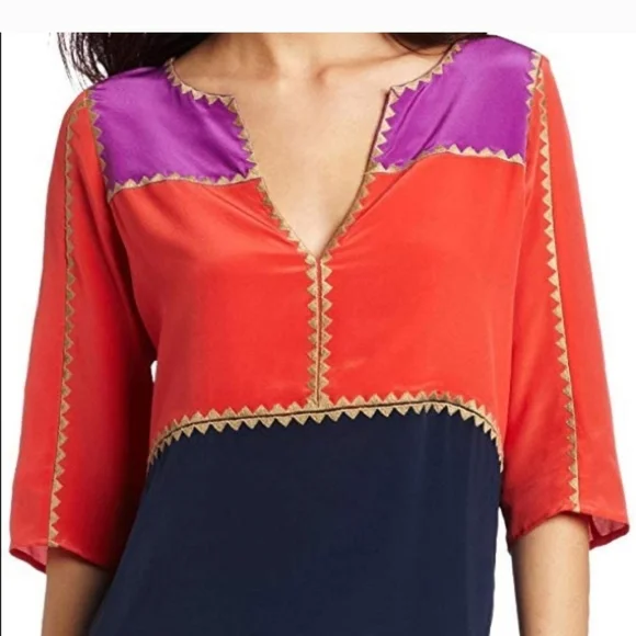 BCBGMaxAzria Color Block Tunic Silk  Dress Multi Colors Medium - Picture 7 of 10